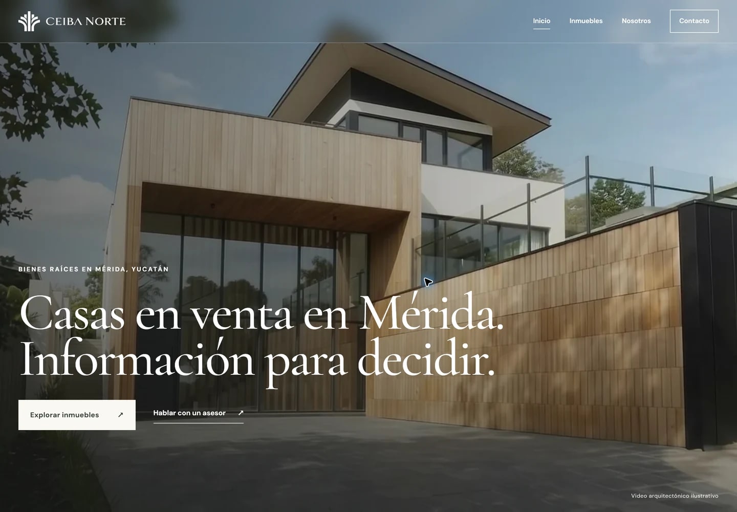 Ceiba Norte: demo publicada de un sitio inmobiliario, con una casa en Mérida en su portada